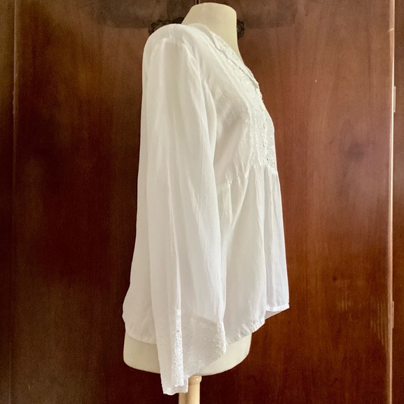 Johnny Was White Boho Floral Embroidered Rayon Tunic Top Size L Org.$298 - Picture 2 of 10